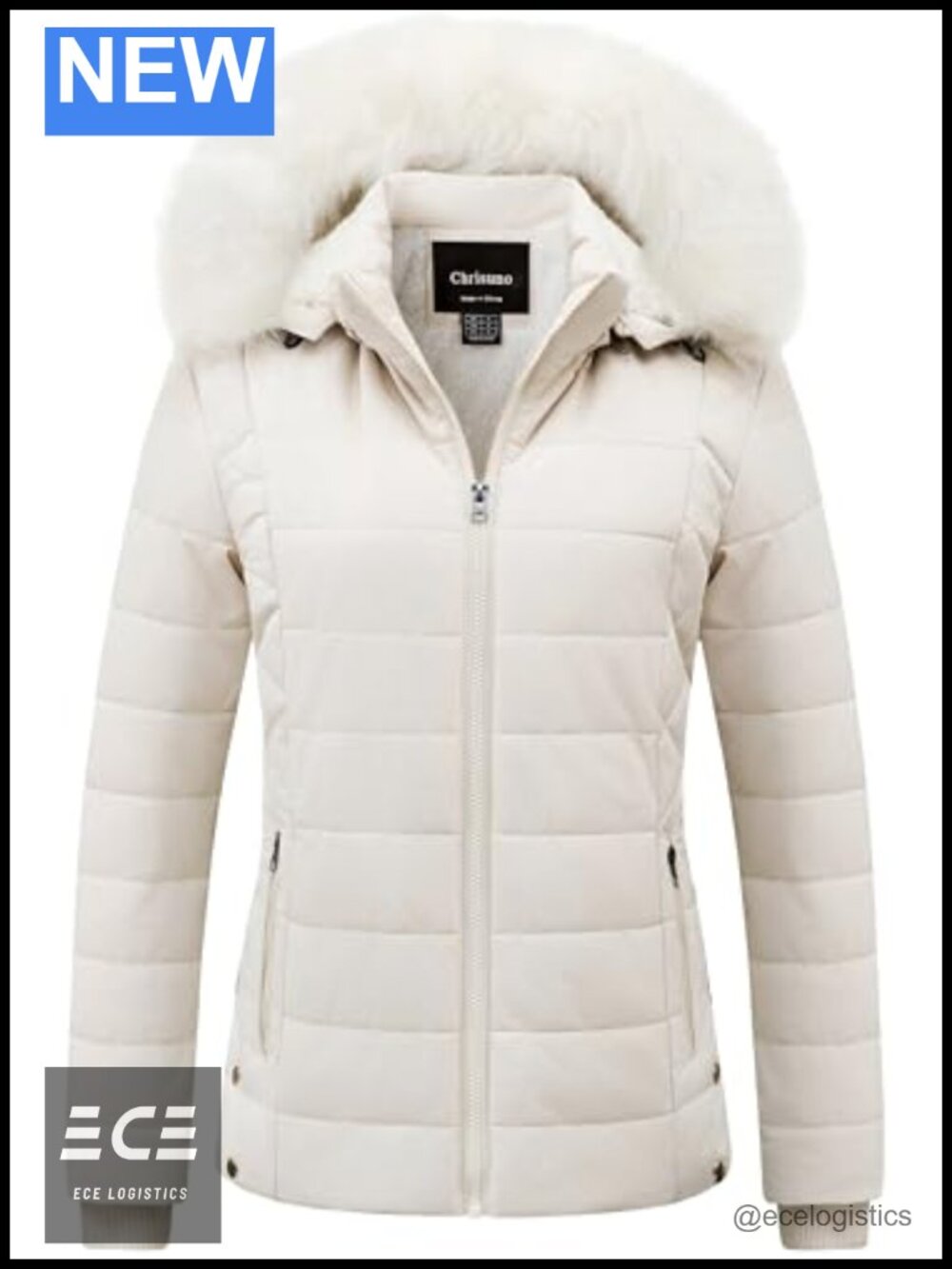 Women's Quilted Puffer Coat Faux Fur Lined Removable Hood Zip Pockets